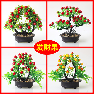 仿真植物假花塑料花，水果套装家居装饰品摆件室内客厅发财果小盆栽