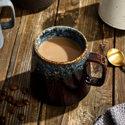 日式复古粗陶马克杯小众陶瓷办公室，咖啡杯家用创意水杯简约早餐杯