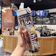 韩版简约大容量塑料吸管杯大人，男女学生便携运动水杯创意随手杯子
