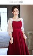 法式雪纺连衣裙女夏季小个子，时尚气质红裙子，赫本风轻奢小礼服