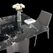 黑玫瑰天然大理石餐桌长方形轻奢高端吃饭桌子高端可定制别墅餐桌