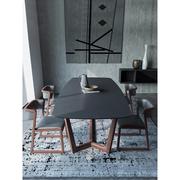 火烧石餐桌椅组合北欧现代简约家用小户型吃饭桌子火山石实木饭桌