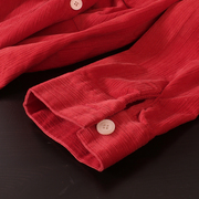 灯芯绒加厚内搭弹力红色，条绒纯棉长袖衬衫，内搭衬衣女款秋冬口袋