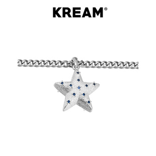 KREAM S925 纯银 拉丝五角星吊坠 配钢古巴链项链
