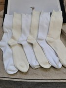 6双白色袜子青岛袜子双针纯棉出口日本优家长筒绅士袜秋冬款竖条