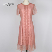 天轩商场同款夏季女性感蕾丝短袖连衣裙圆领，时尚洋气tfxd099