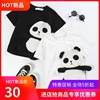 巴布豆男女童夏装短袖熊猫t恤宝宝洋气儿童个性潮立体卡通熊猫网