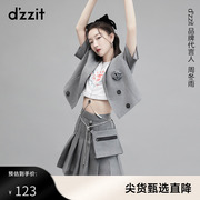 周冬雨(周冬雨)同款dzzit地素奥莱夏款圆领，休闲印花t恤女3d2b3231c