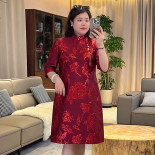新年战袍200斤胖妹妹显瘦高端旗袍，2024年春季大码中国风旗袍