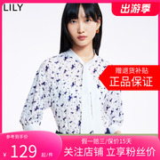 LILY2024夏女装可爱独角兽设计感小众优雅飘带宽松垂感雪纺衫