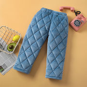 儿童睡裤冬季加厚款三层夹棉珊瑚绒保暖法兰绒男女棉裤可外穿家居