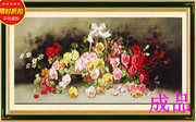 成品欧式3d丝带绣挂画客厅，大盛开的玫瑰花十字绣立体绣