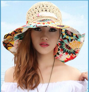 夏天帽子女韩版百搭海边遮脸防紫外线大沿沙滩太阳帽遮阳防晒草帽