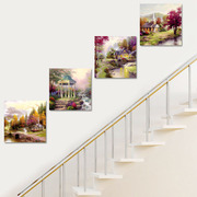 楼梯间装饰画组合田园风格，美式乡村走廊，过道壁画墙画餐厅客厅挂画