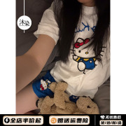 夏天可爱Hellokitty短袖睡衣女夏款2025年新款宽松大码家居服套装