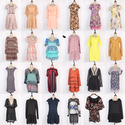 vintage古着韩版夏季短袖青春，少女甜美短裙，印花雪纺连衣裙59-4