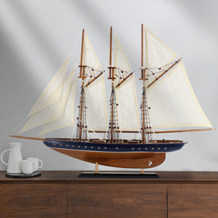大西洋号复古地中海风格实木质帆船模型家居客厅装饰摆件年会奖品