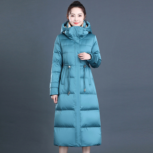 2023冬季羽绒服女中长款韩版女士，时尚白鸭绒(白鸭绒)洋气加厚外套