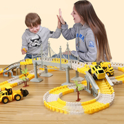 童励工程车轨道车儿童，玩具抖音拼装电动小火车汽车diy益智