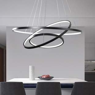 铝材环形吊灯餐厅LED样板房现代简约时尚客厅铝材环形吊灯