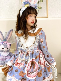 秋冬宝宝娃娃领女童，连衣裙韩版卡通兔，耳朵小熊图案可爱洛丽塔