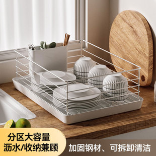 不锈钢沥水碗柜带盖筷碟装餐盘餐具厨房家用碗架置物架子碗筷收纳
