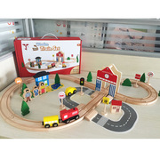 木制轨道玩具套装托马斯小火车，积木50件轨道，儿童益智手眼协调积木