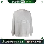 香港直邮We11Done男士T恤灰色印花图案圆领字母图标长袖舒适