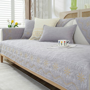 现代简约刺绣沙发垫防滑高档皮沙发套罩四季通用纯棉沙发坐垫夏天