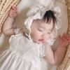 婴儿公主帽蕾丝花边韩国网(韩国网，)红新生儿女，宝宝满月百天可爱纯棉帽子白