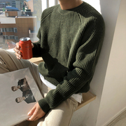 MRCYC圆领毛衣男纯色针织衫韩版潮流宽松打底线衫秋冬季外套