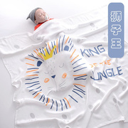 夏季2层薄款超柔竹纤维，婴儿盖毯软透气宝宝包巾，卡通印花儿童浴巾