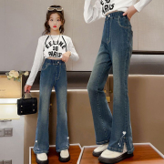 女童牛仔裤2025春秋新款女孩裤子中大儿童装喇叭裤修身微喇长裤潮
