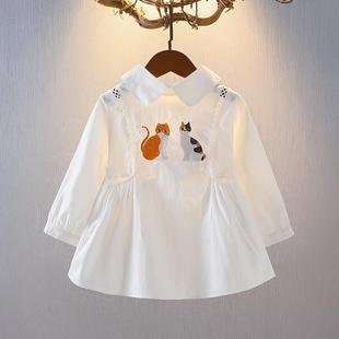 女童春款衬衫春秋装，长袖上衣0-1-2-3岁5女宝宝，衬衣韩版婴儿衣服潮