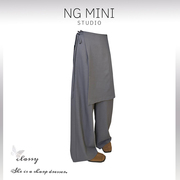 ngminimalism2024春韩版设计感假两件休闲西裤，裙裤女直筒