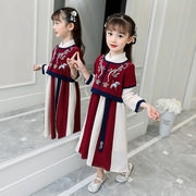 春季女童汉服套装2024中国风儿童唐装民族，风马甲两件套童装春秋款