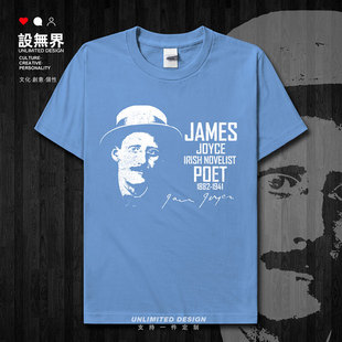 爱尔兰作家詹姆斯乔伊斯James Joyce签名短袖T恤男女上衣设 无界