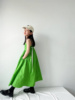 女童裙子夏天洋气长裙中大童时髦绿色气质度假吊带连衣裙过膝棉质