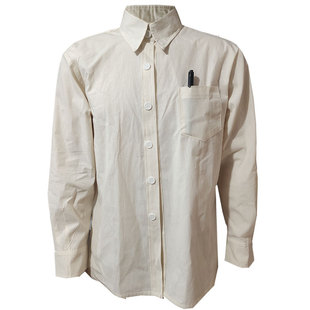 纯棉粗布老式衬衣长袖男女解放时期，衬衫老兵款米白色65式米白衬衣(白衬衣)