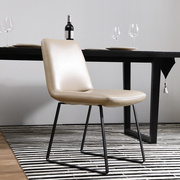 北欧简约现代金属意式轻奢单人真皮餐椅时尚书桌电脑椅定制家具