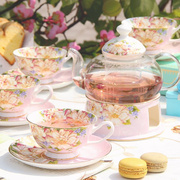 花茶杯水果茶壶套装陶瓷下午喝茶具，套装英式壶茶具家用蜡烛加热