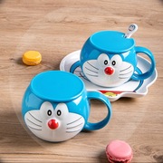 哆啦a梦水杯创意，礼物可爱网红水杯，带盖带勺卡通叮当猫陶瓷杯子女