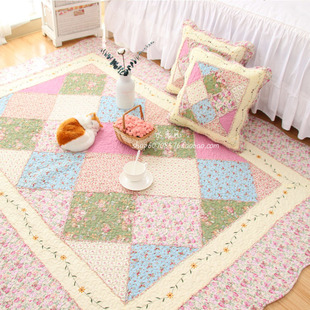 居家布艺韩式唯美田园，全棉绗缝创意，客厅卧室地垫爬行垫沙发垫