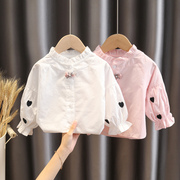 女童衬衫2023儿童韩版娃娃衫衬衣洋气秋装女宝宝时髦长袖上衣