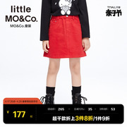 little moco童装春秋装女童牛仔A字裙半身裙儿童裙子短裙过年衣服