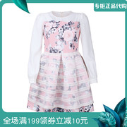 roem洛妍时尚印花条纹，拼接连衣裙rcow52283g