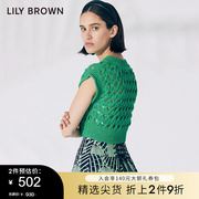 lilybrown春夏款针织镂空麻，花纹无袖圆领上衣lwnt222010