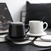奢华马克杯黑白色，高颜值陶瓷咖啡杯，带盖勺情侣水杯家用办公室定制