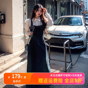 oktw法式牛仔吊带连衣裙女2024春秋高腰显瘦背带裙内搭中长裙