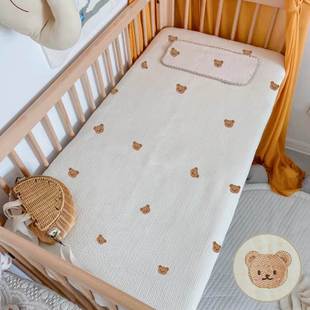 ins星月 纯棉婴儿床笠提花夹棉儿童床单纯棉婴幼儿床垫套宝宝床罩